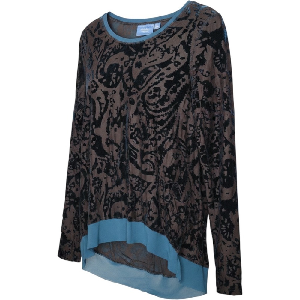 Simply Vera Wang Sheer Burnout Velvet Top Womens Sz M‎ Teal Dark Romantic Goth